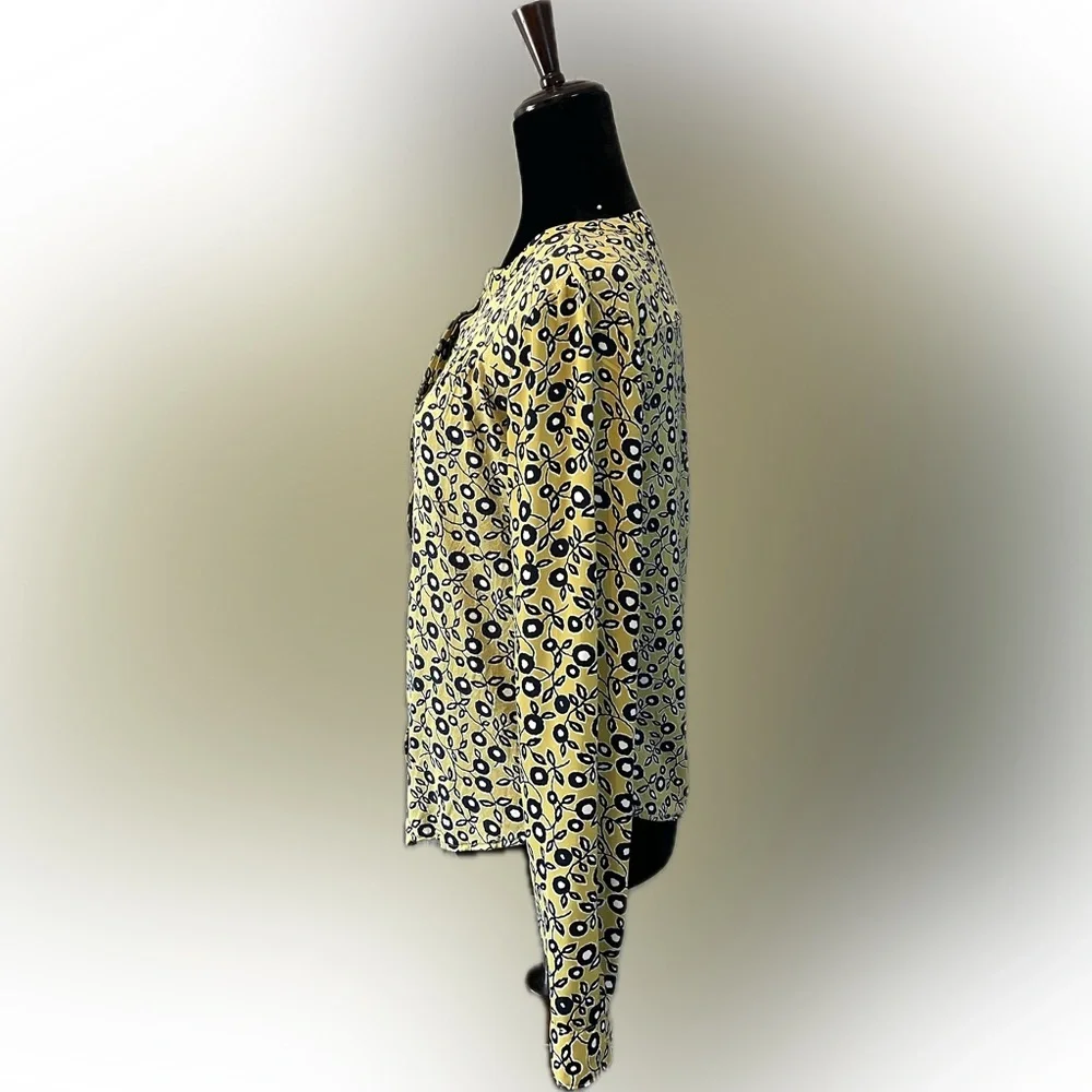 Ann Taylor LOFT Yellow and Black Floral Blouse size S - Picture 4 of 13